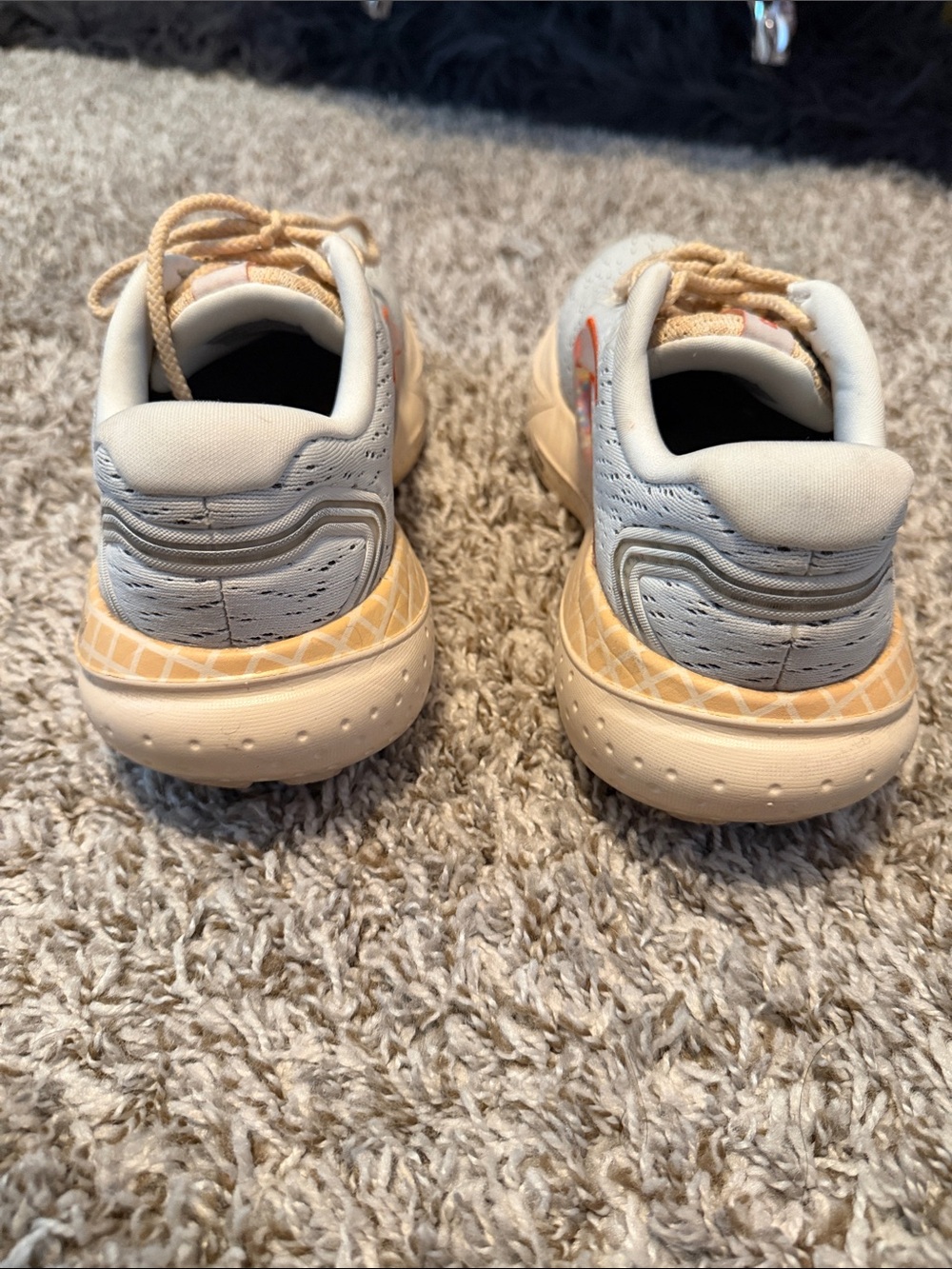 Brooks Glycerin Cream and Light Grey Cream Running Sneakers with Orange Accents - Picture 4 of 5